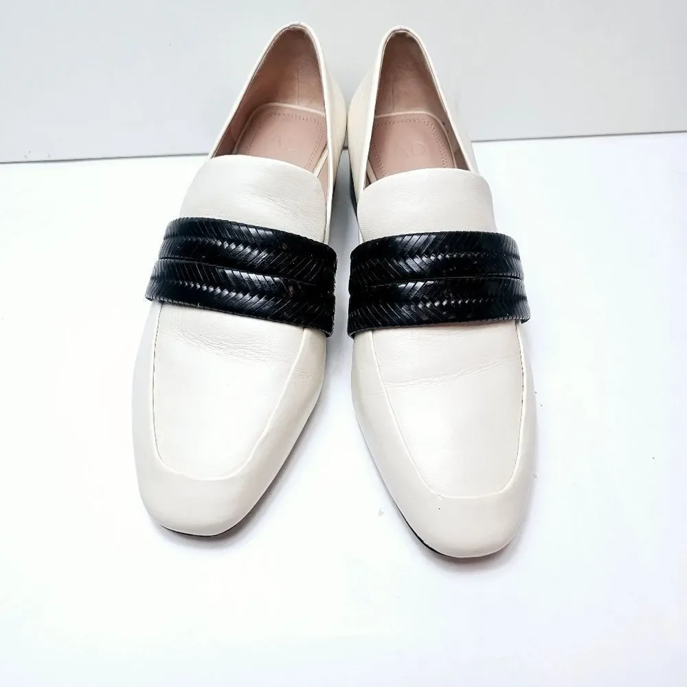 & Daughters AD Korean Braided Keeper Detail Leather Block Heel Loafers Size 8.5